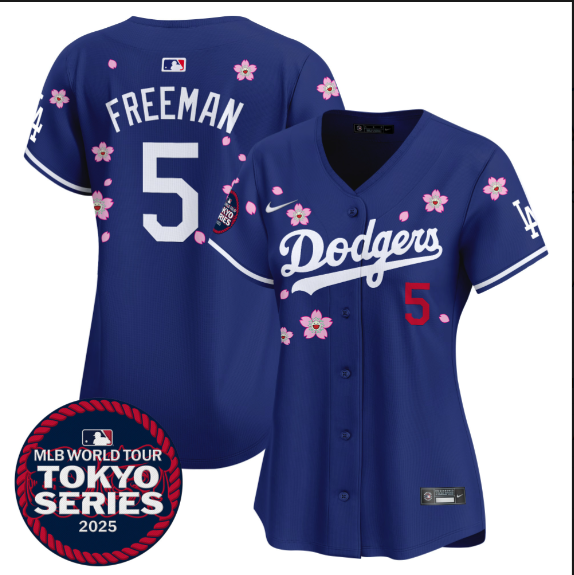 Women Los Angeles Dodgers #5 Freeman Tokyo Series 2025 blue Limited Stitched Jersey
